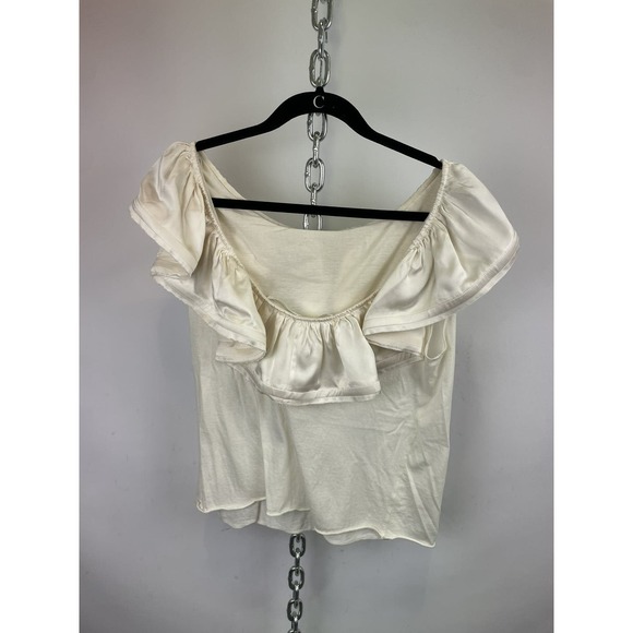 LANVIN Black Ruffle Flounce Collar Off Shoulder Top‎ Size XL - Picture 8 of 12